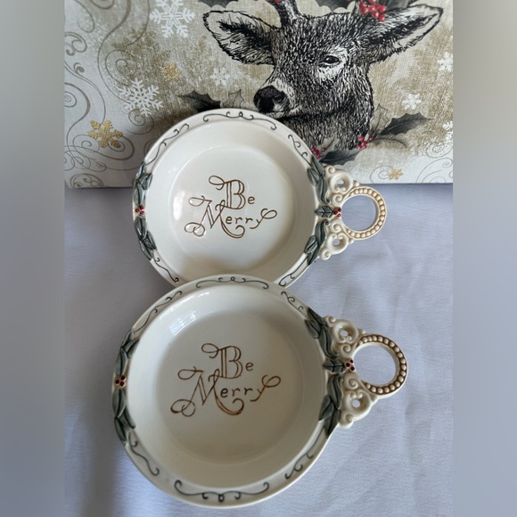 New! Set of 2 AMSCAN INC holiday dishes. BE MERRY - Picture 5 of 11